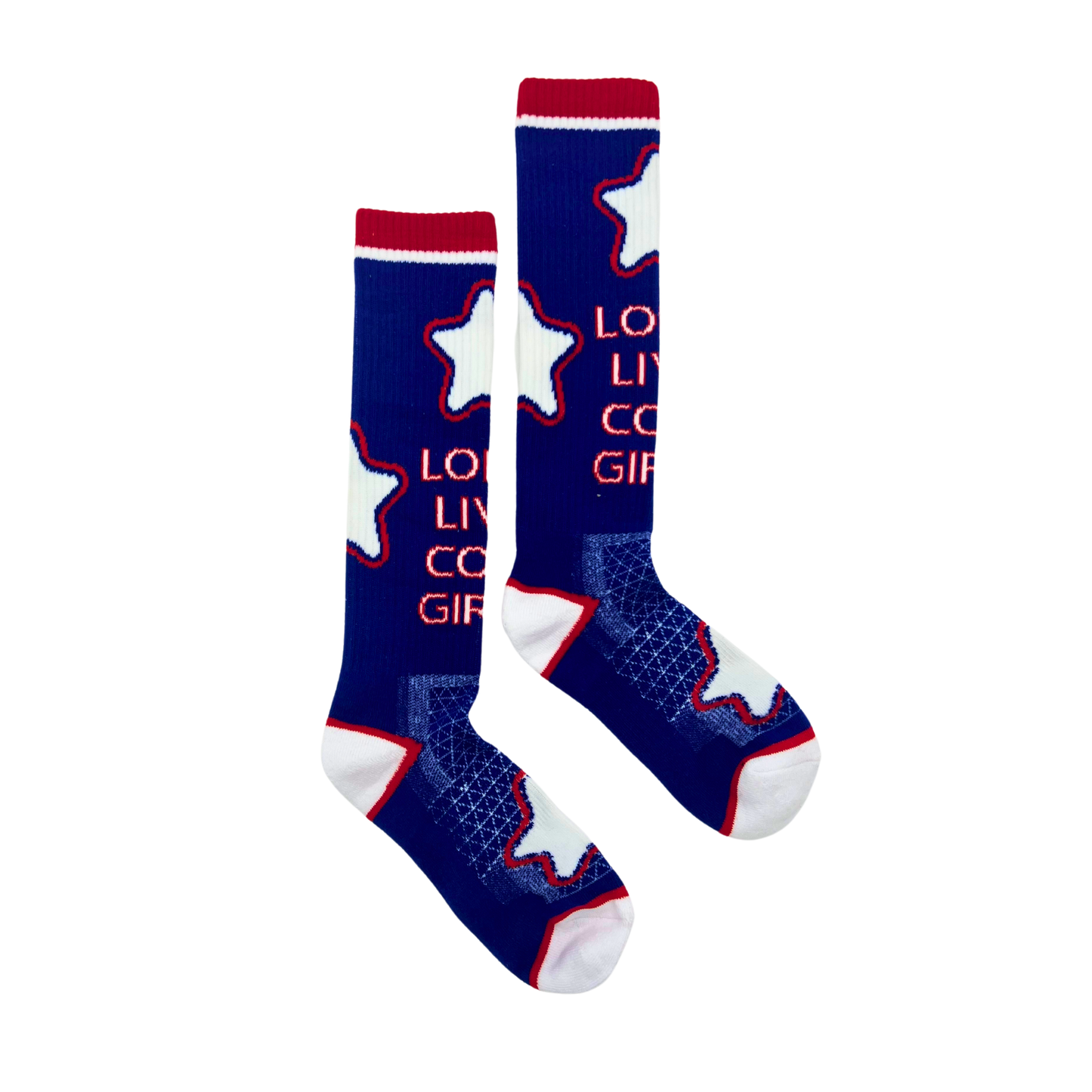 Long Live Cowgirls Red/Blue Performance Boot Socks