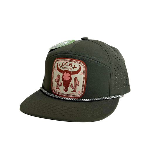 Desert Dreamer Patch 7 Panel Hat with Rope - Dark Green