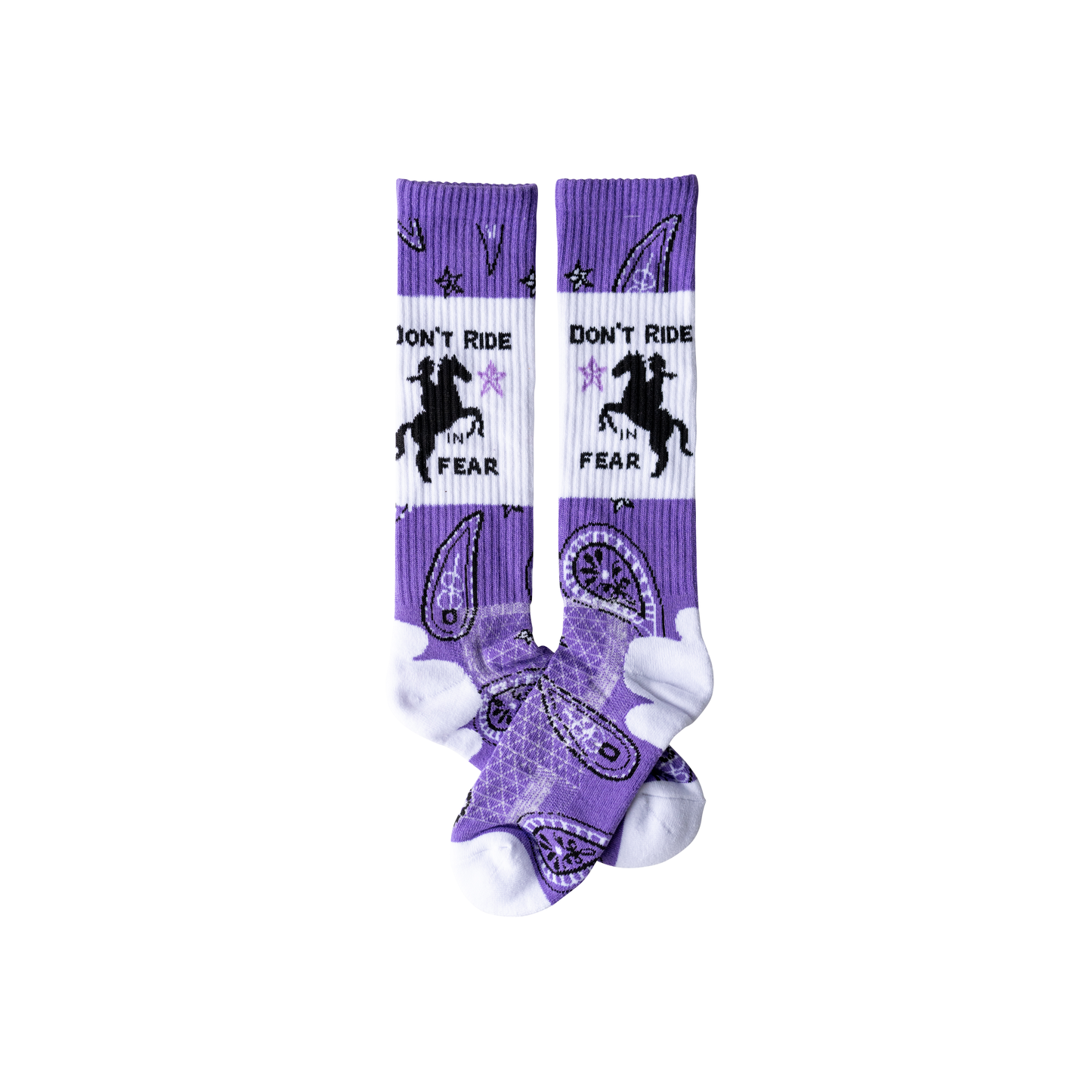 Don't Ride in Fear Lavender Performance Boot Socks