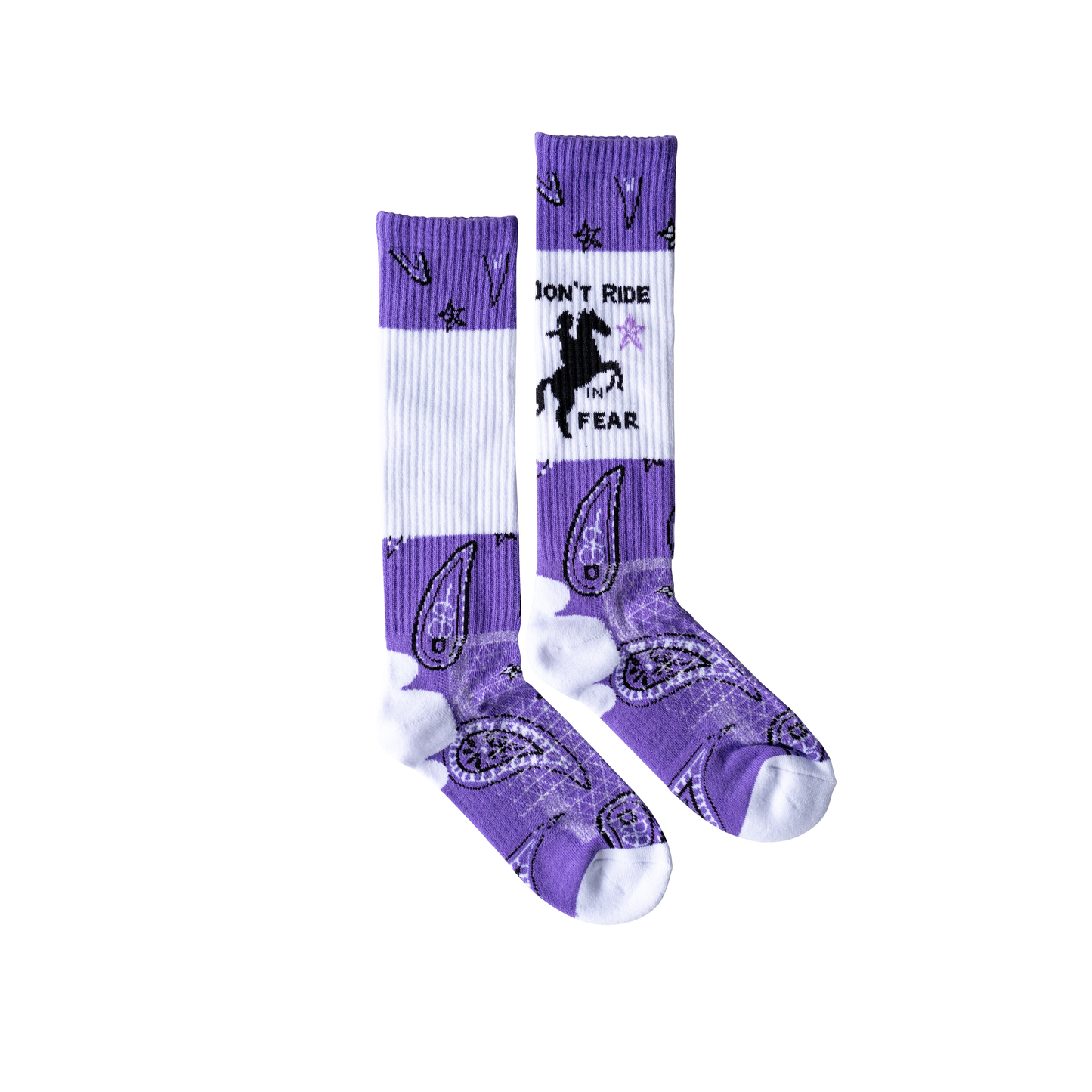 Don't Ride in Fear Lavender Performance Boot Socks