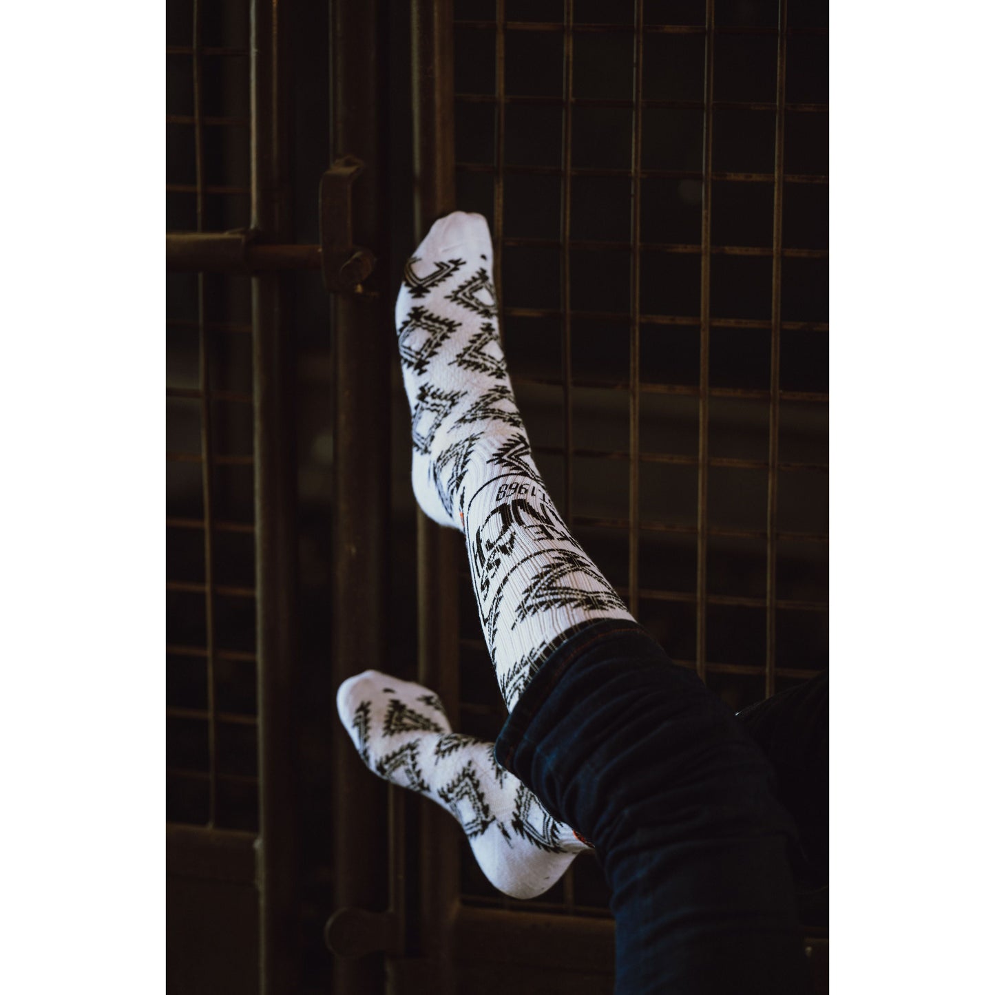 Cactus Alley- Broke Ass Ranch Blk/White Performance Boot Socks