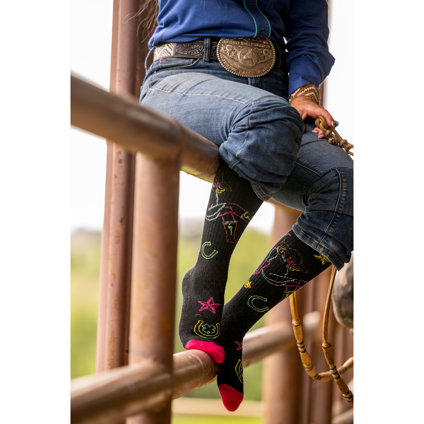 Neon Cowgirl Black Performance Socks