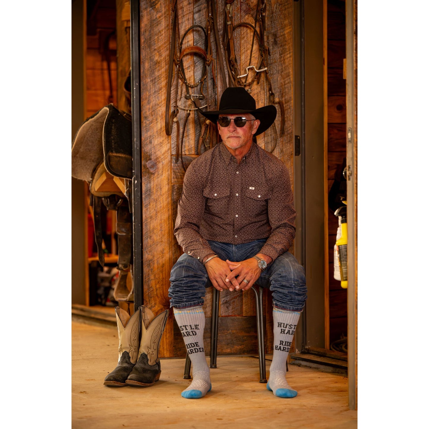 Bad Cowgirl Co. Hustle Hard, Ride Harder Performance Boot Socks