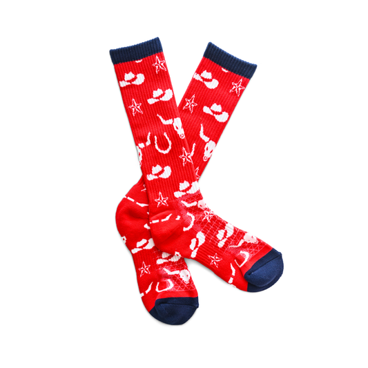Get Western Red/ Navy Performance Boot Socks