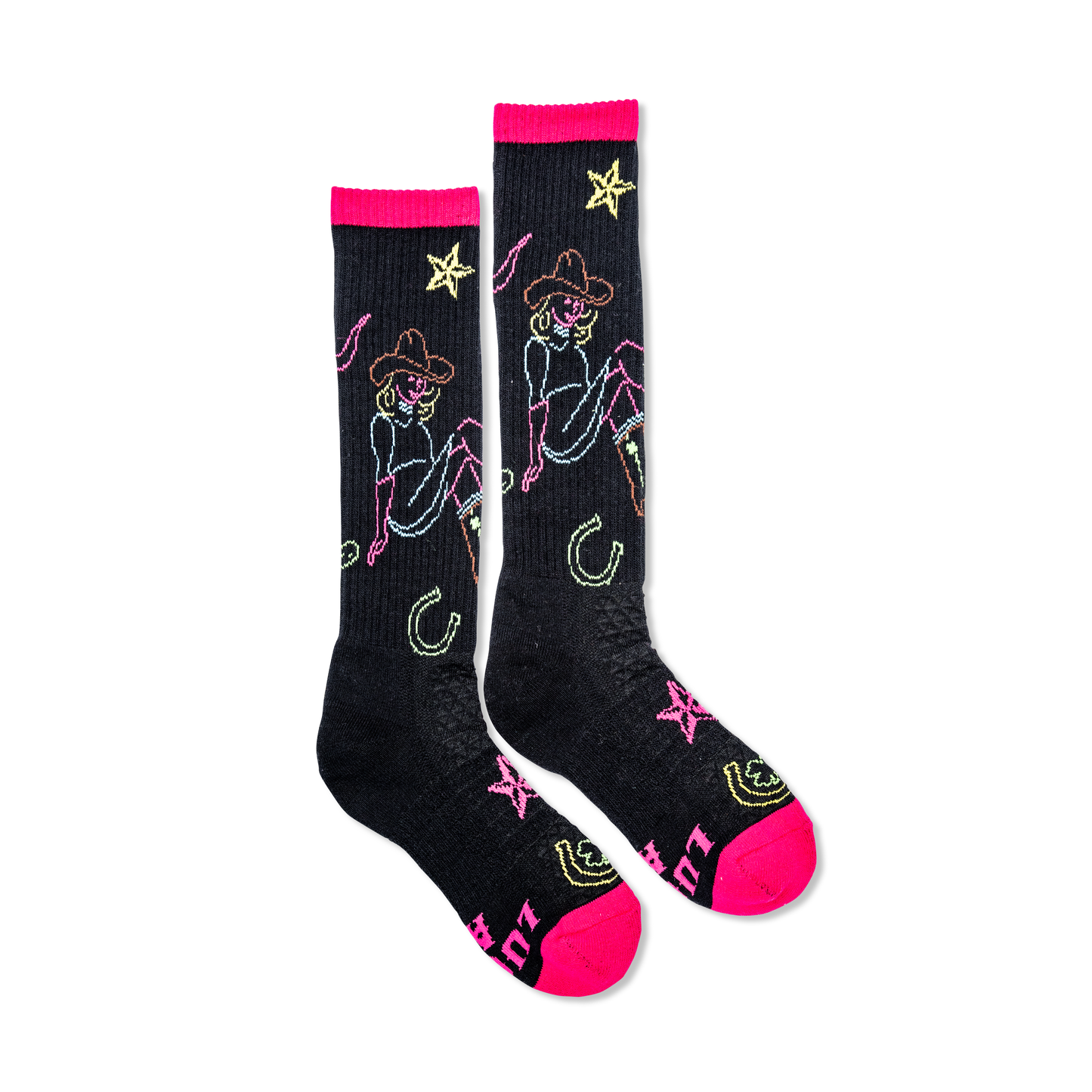 Neon Cowgirl Black Performance Socks