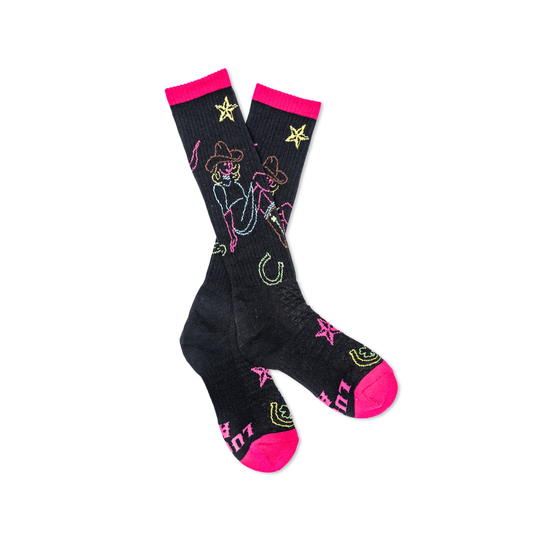 Neon Cowgirl Black Performance Socks